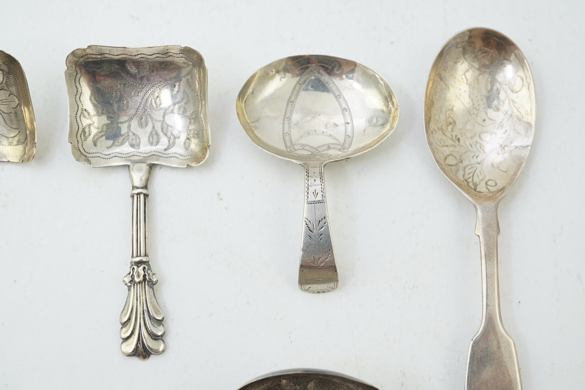 Ten assorted 19th century silver caddy spoons